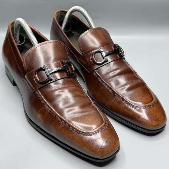 Salvatore Ferragamo Other - Salvatore Ferragamo Loafers Mens 8.5 D Brown Leather Gancini Bit Shoes 61269